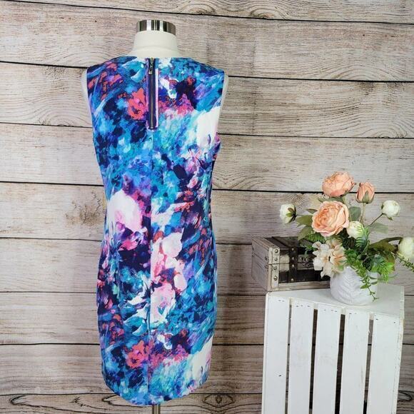 Cynthia Rowley 100% Silk Watercolor Sleeveless Shift Dress 6 - Picture 3 of 7